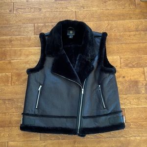 House of Harlow Fur-lined Leather Vest